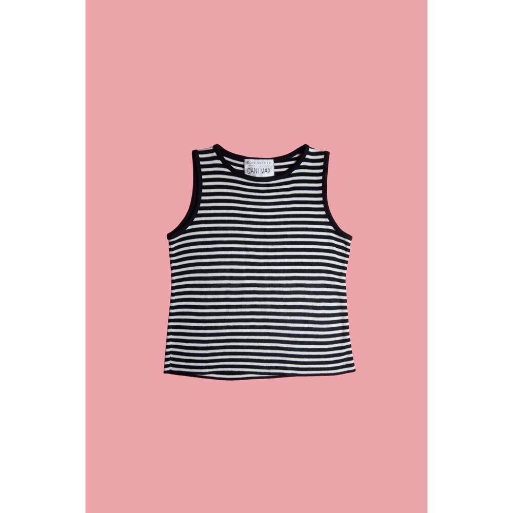 1990s Lois Snyder. DANI MAX. Black and White STRIPED Tank Top. Small